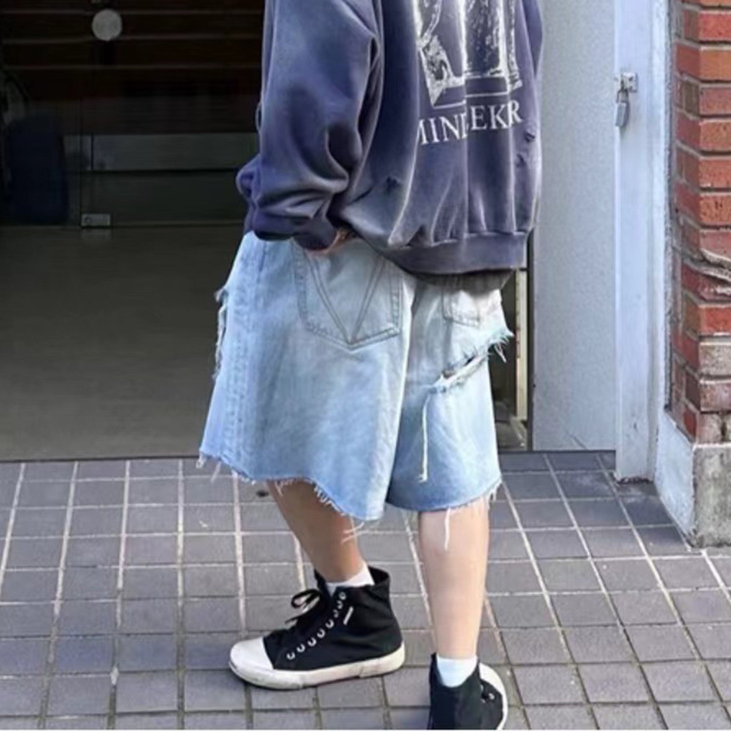 Vetements Men's And Women's Spring/summer Cotton Washed Distressed Denim Shorts With Zipper Loose Wide Leg Jeans Pants Ngvp #8521