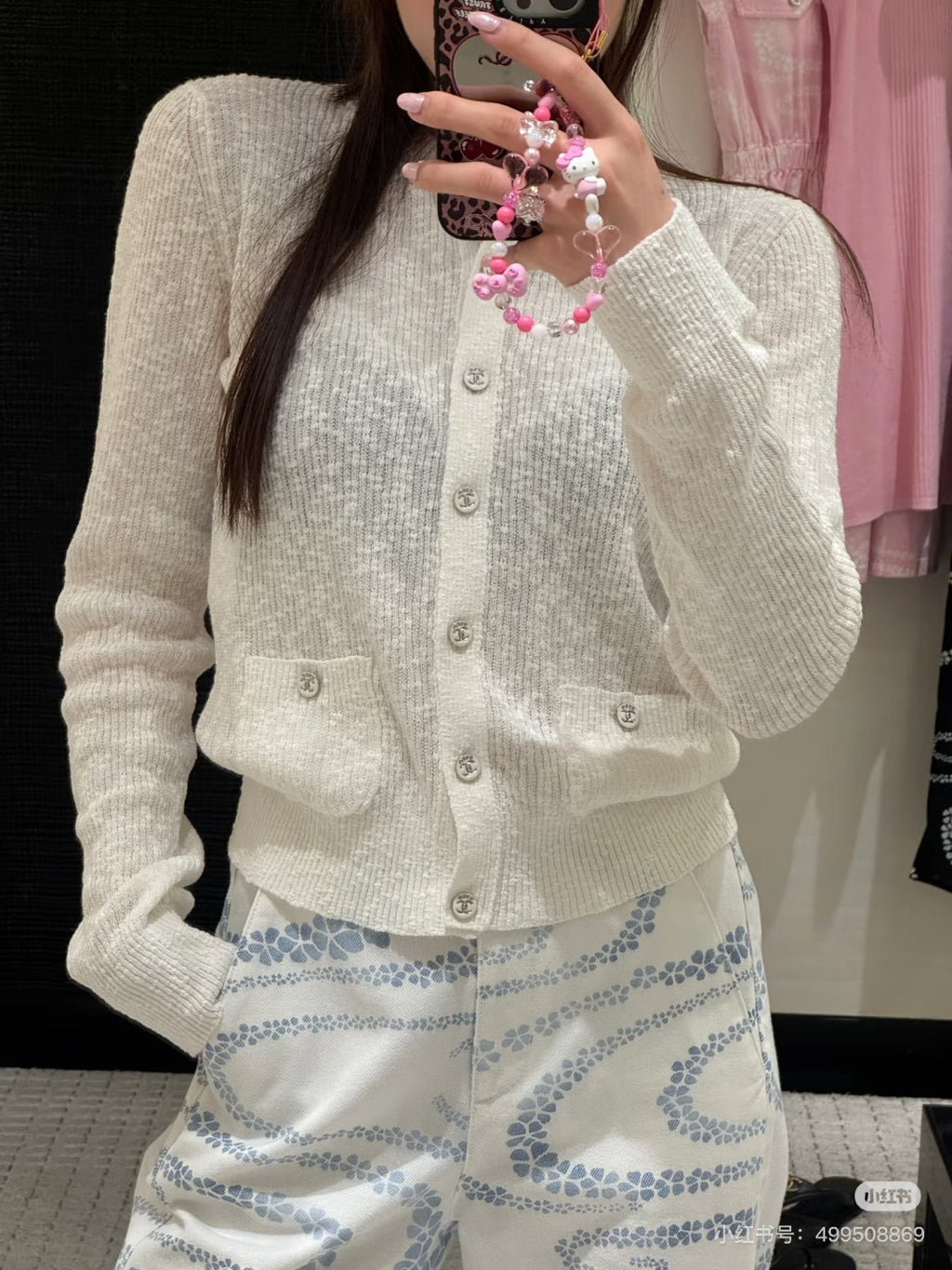 Women's Spring/Autumn Cotton Round Neck Single Button Plain Pocket Long Sleeve Knitted Cardigan Ngvp #2283