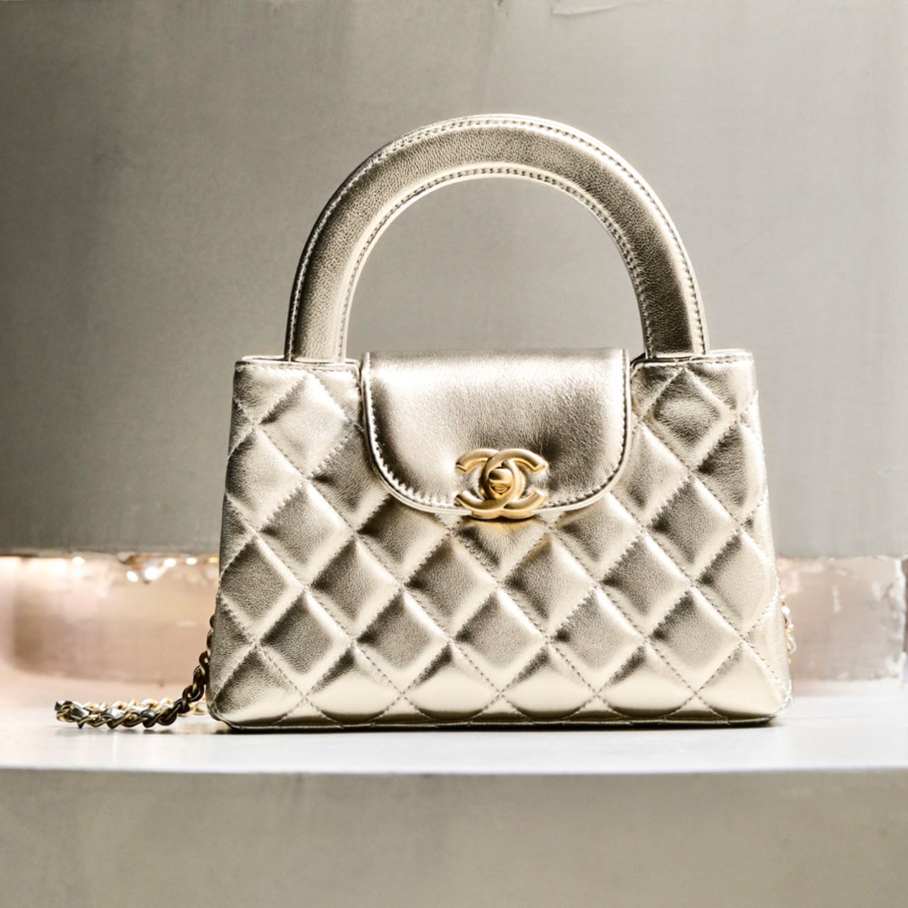 25p Century Vintage Collection Kelly Clutch With Flap Elegant Metal Chain Shoulder Bag Bgas #82165A