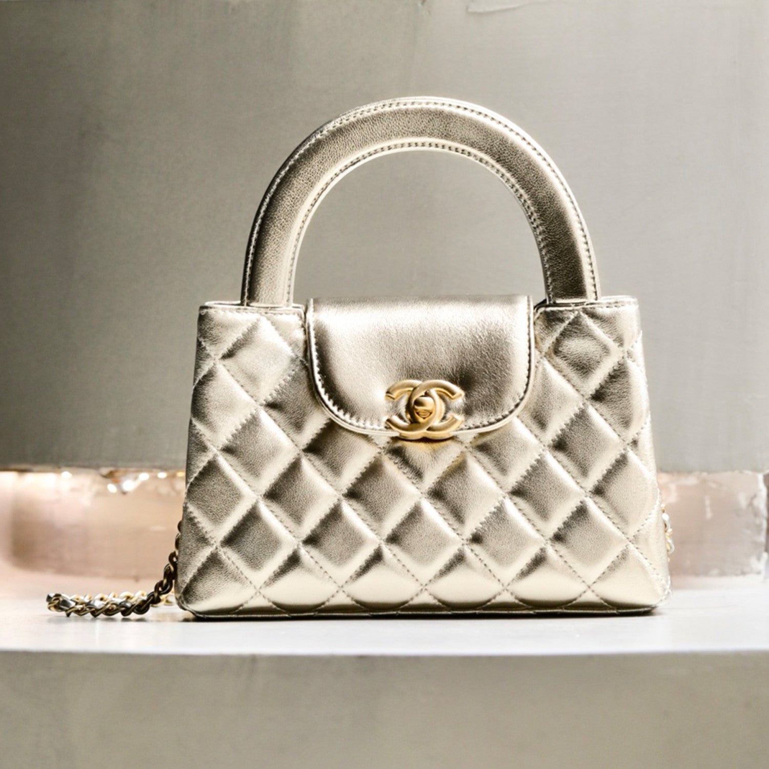 25p Century Vintage Collection Kelly Clutch With Flap Elegant Metal Chain Shoulder Bag Bgas #82165A