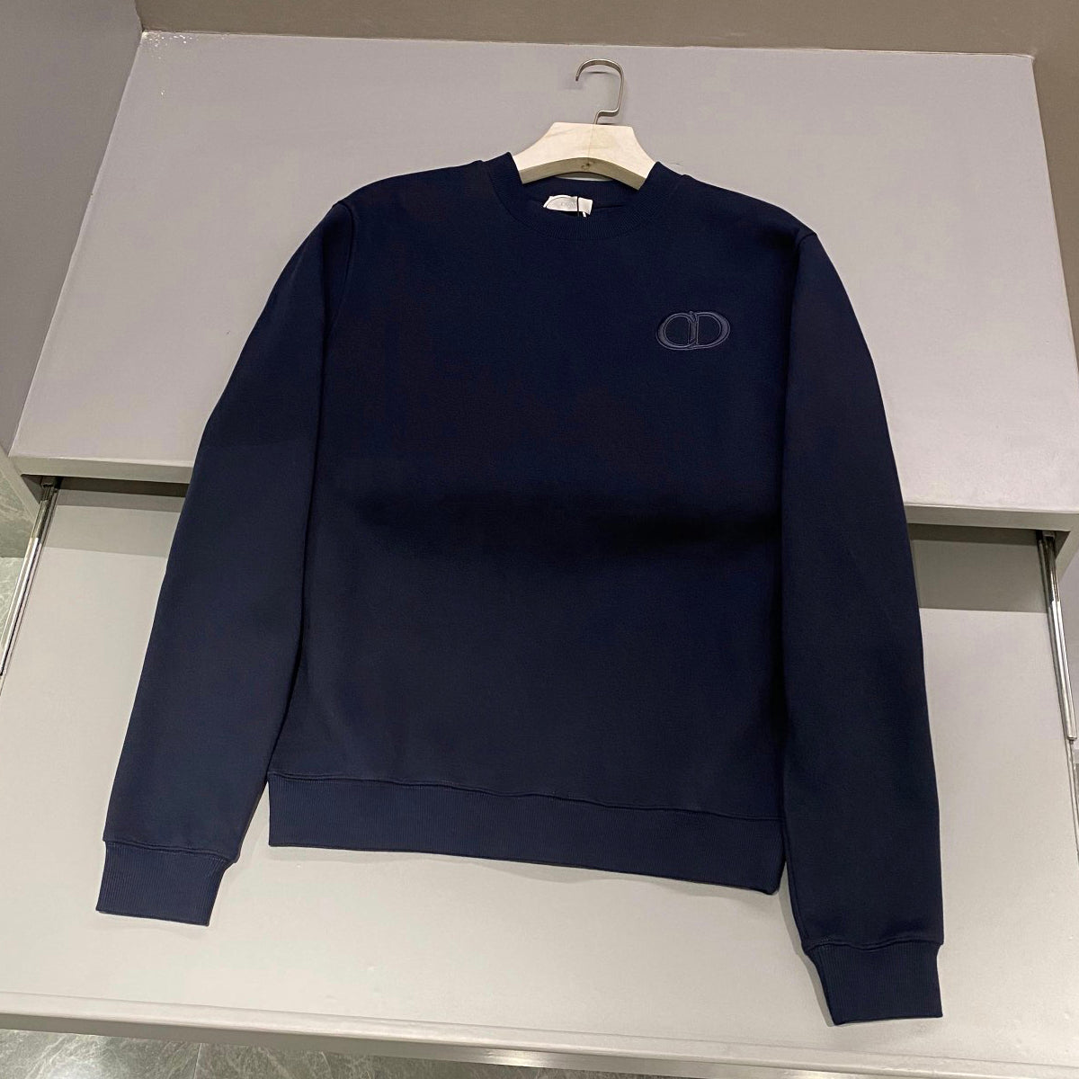 Men's Spring and Autumn Solid Color Embroidery Letter Logo Round Neck Cotton Long Sleeve Sweatshirt Pullover #72911