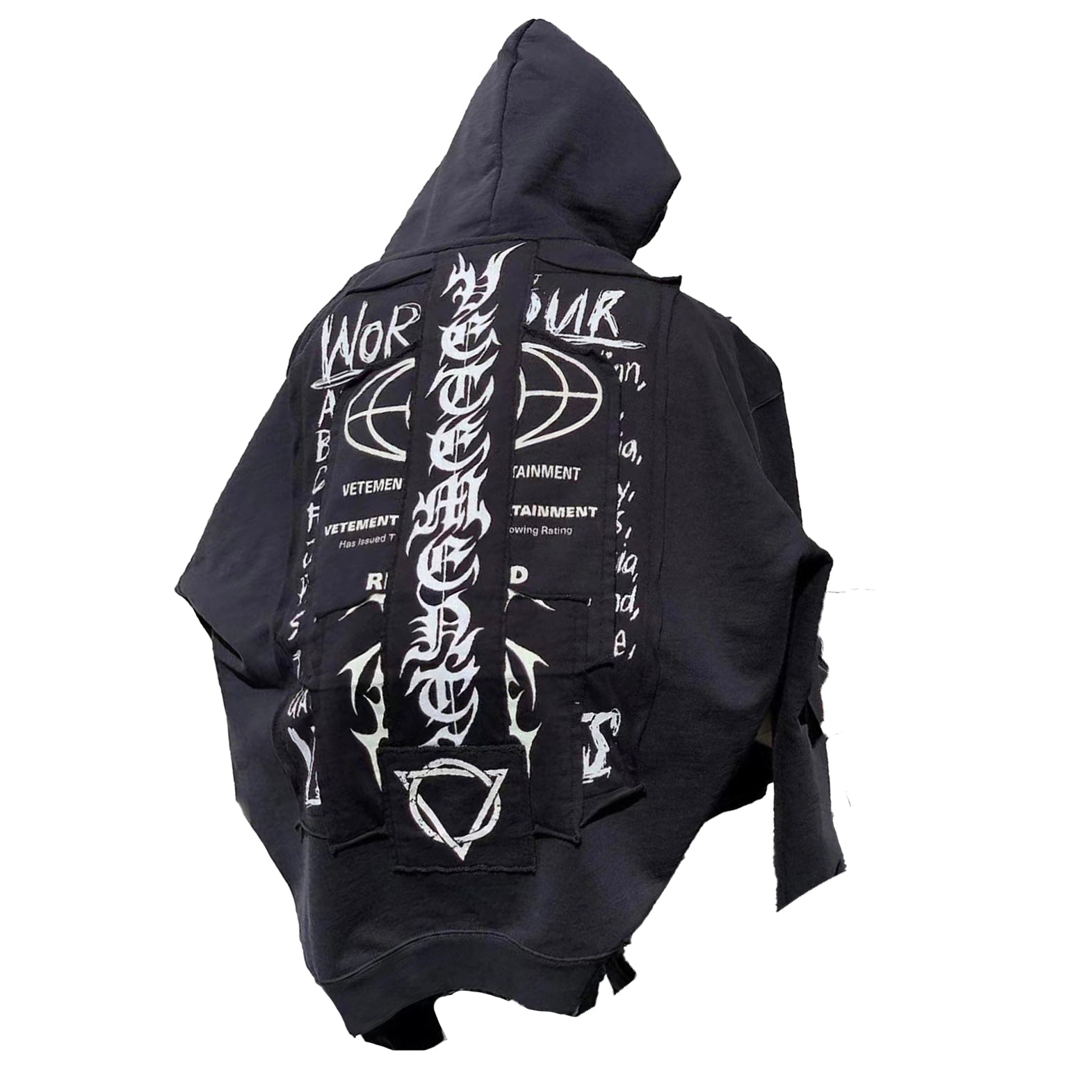 Vetements Men's Fashion Letter Graffiti Pentagram Embroidery Loose Black Zipper Long Sleeve Hoodie Ngvp #7796