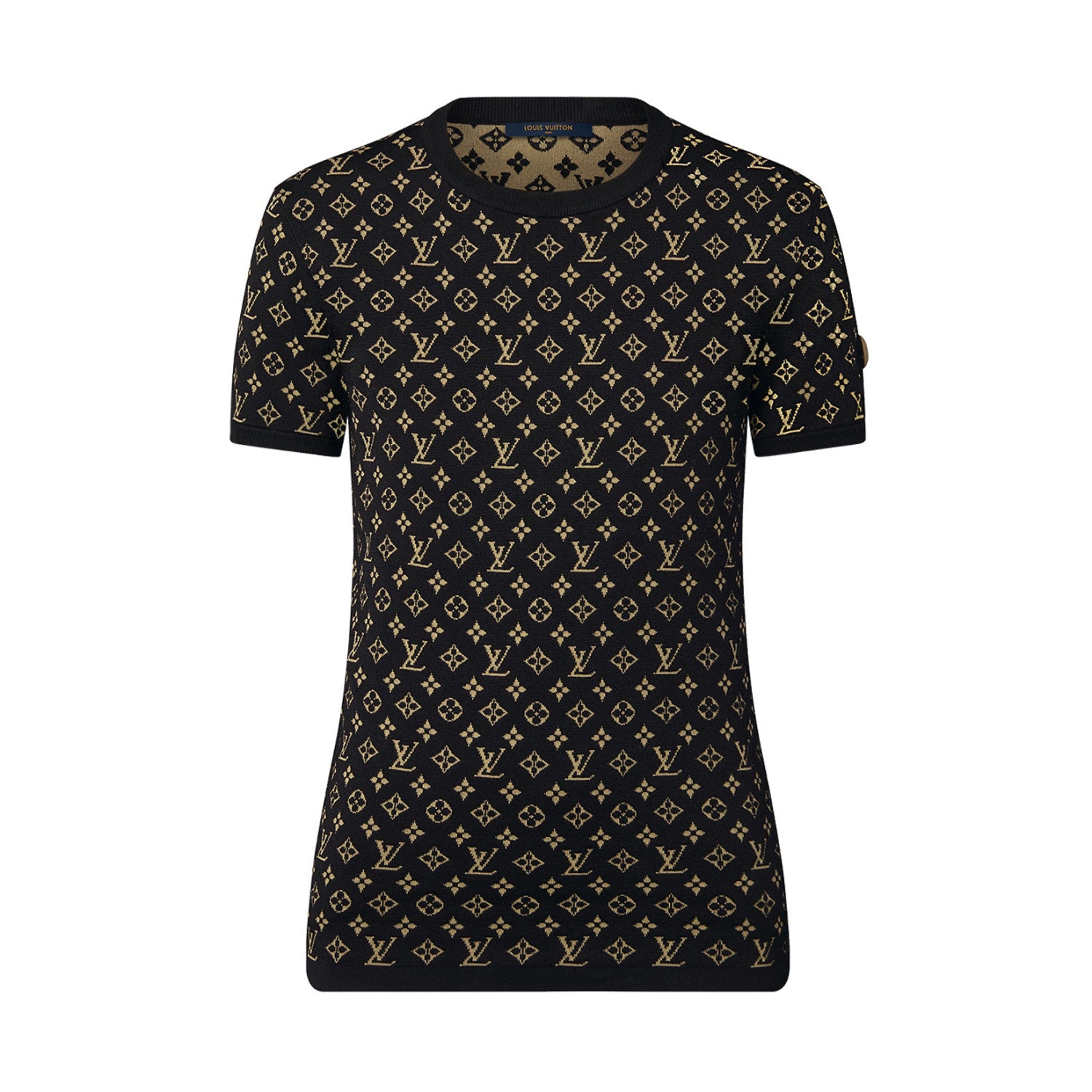 Women's Summer Logo Printed Jacquard Knit Round Neck Short Sleeve T-Shirt #72445