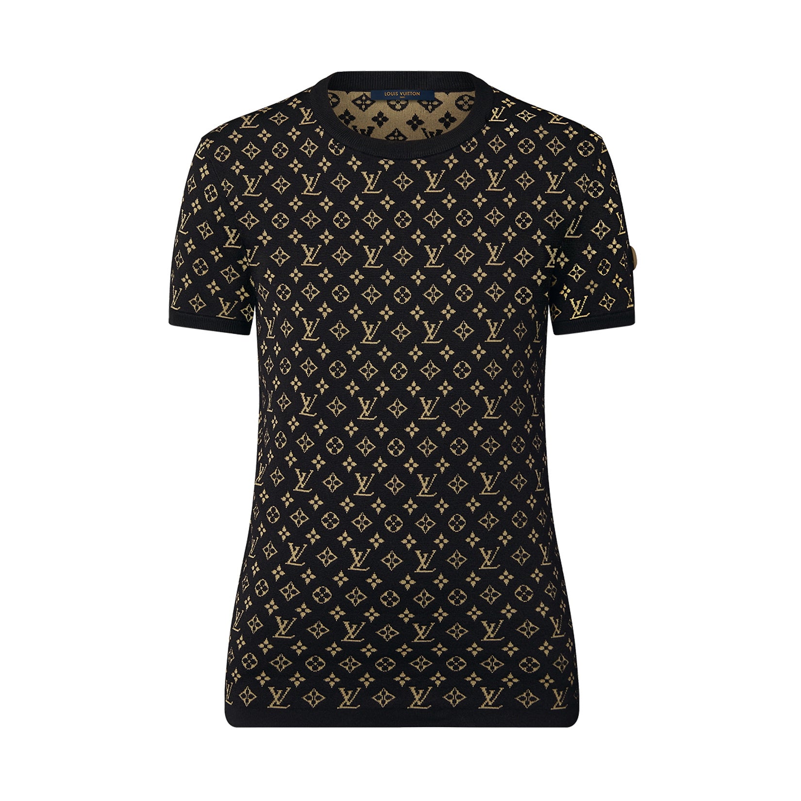 Women's Summer Logo Printed Jacquard Knit Round Neck Short Sleeve T-Shirt #72445