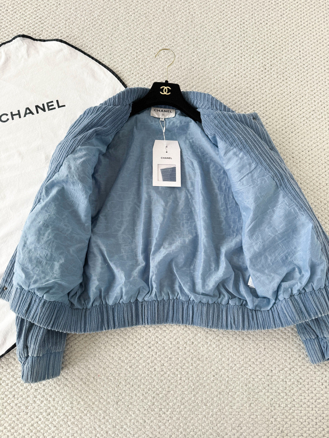 Women's 25K Blue Corduroy Collared Jacket Coat #193903