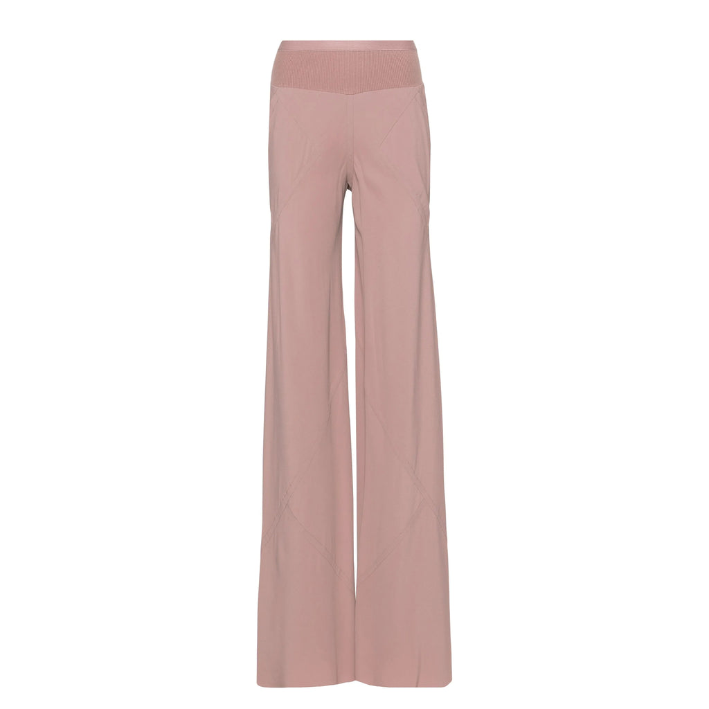 Women's Spring And Summer Fashion Mid-Waist Elastic Leisure Straight Solid Color Wide Leg Casual Pants #71933