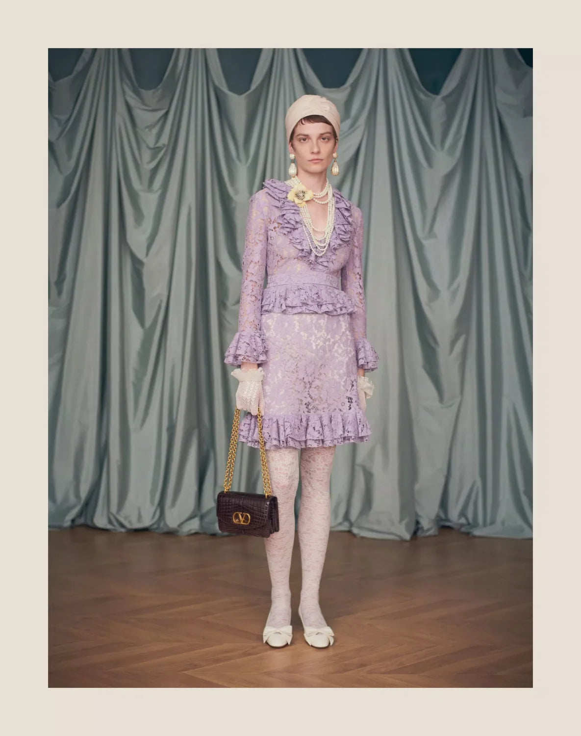 Women's Spring And Autumn Heavy Lace V-Neck Solid Color Fit Short Long Sleeve Dresses Ngvp #9732