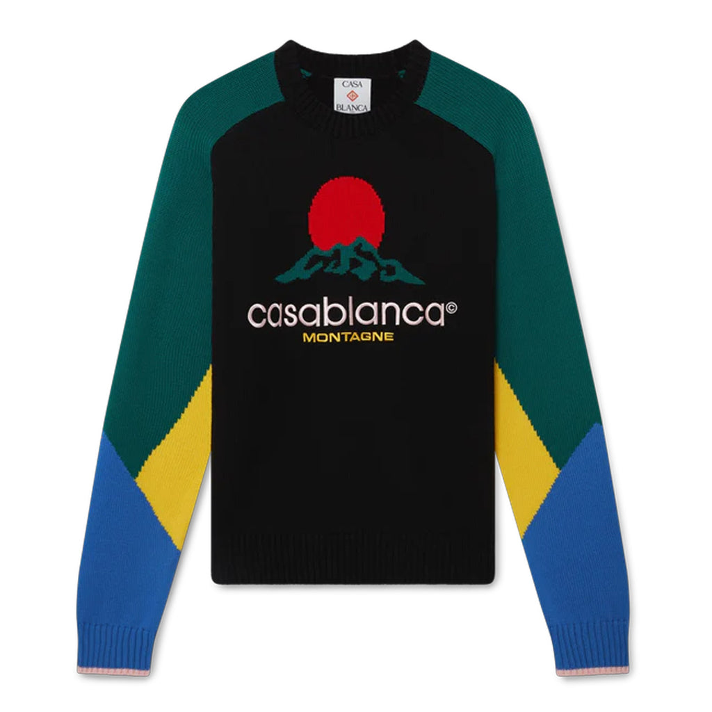 Men's Fall/winter Sunset Pattern Jacquard Knit Sweater Fashionable Crew Neck Long Sleeve Pullover #193334