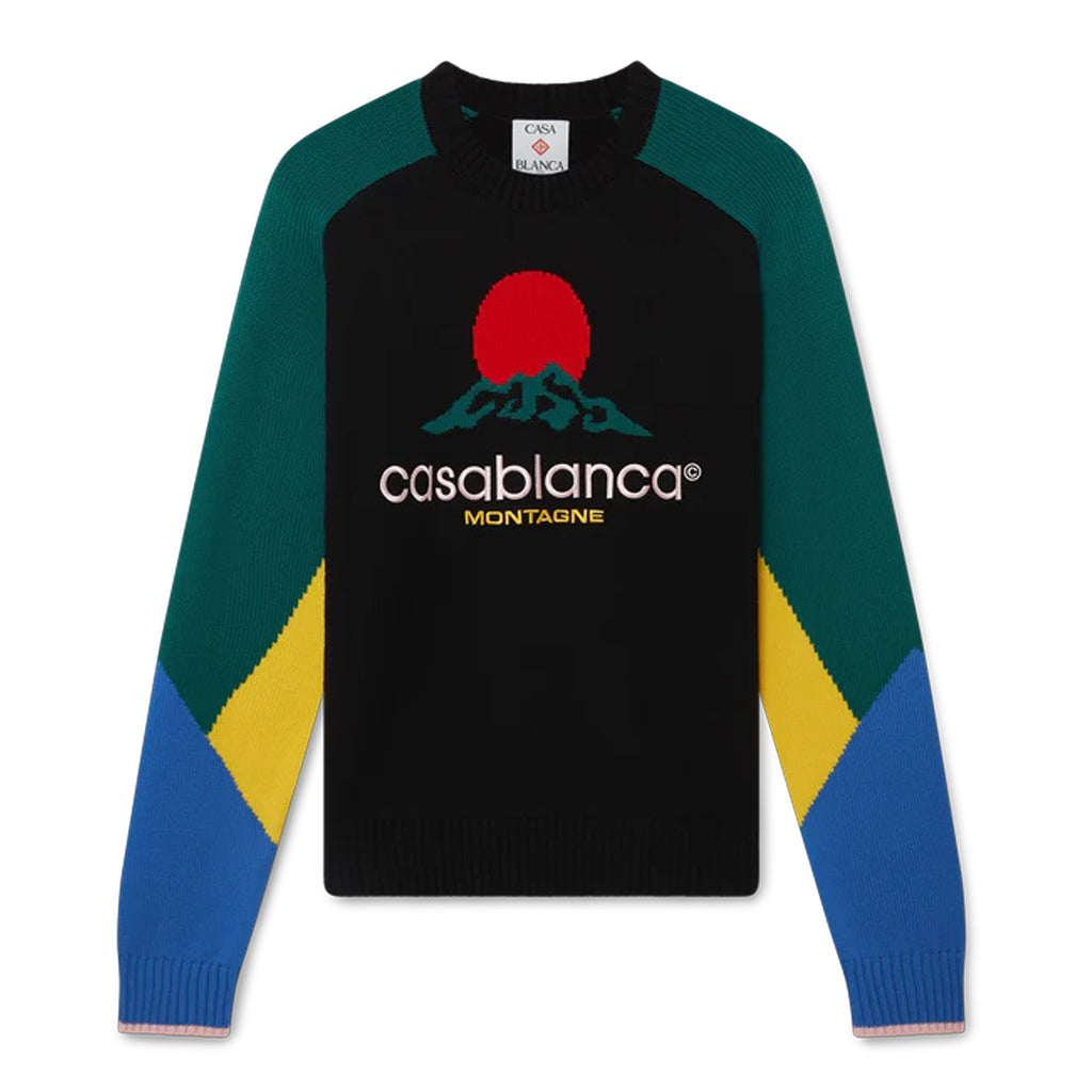 Men's Fall/winter Sunset Pattern Jacquard Knit Sweater Fashionable Crew Neck Long Sleeve Pullover #193334