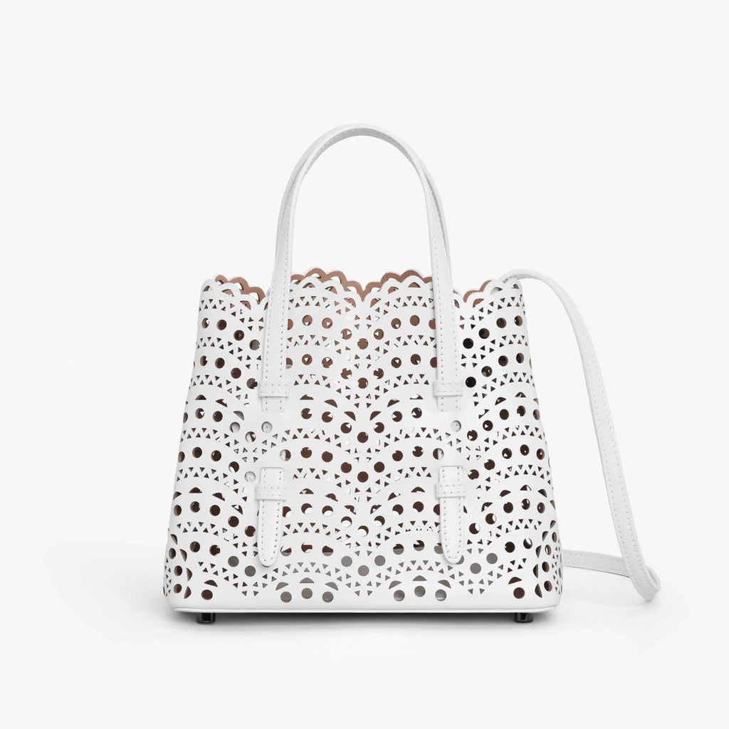 Alaia MINA 20 BAG IN VIENNE WAVE CALFSKIN Women's Solid Color Openwork Design Button Closure Wave Calfskin Shoulder Bag Handbag Bags #77381