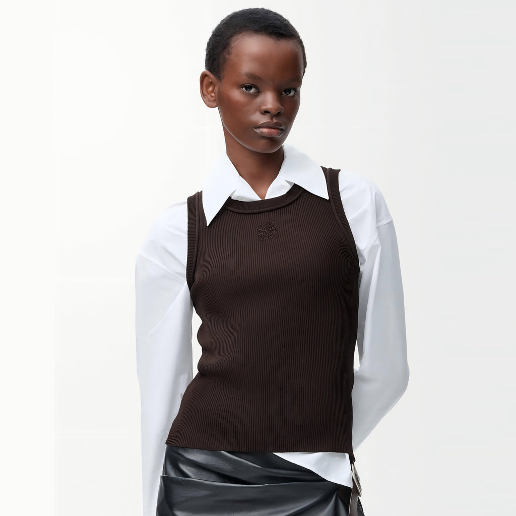 Women's Stretch Viscose Anagram Knitted Ribbed Soft Tank Top vest #194291