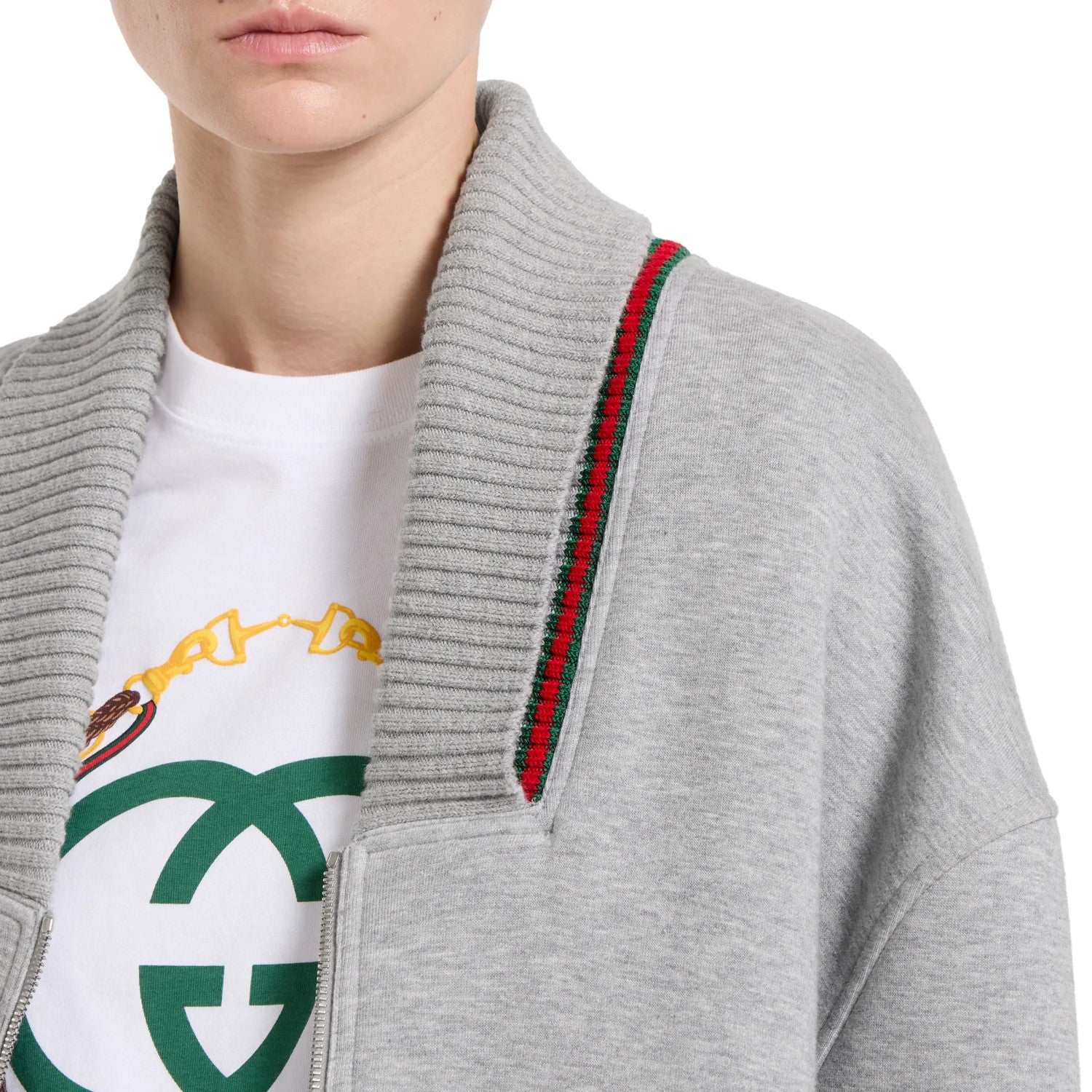 Women's Fall/Winter Long-Sleeve Casual Gray Cotton Jacket with Zipper Stand Collar Simple Casual Jacket #194384