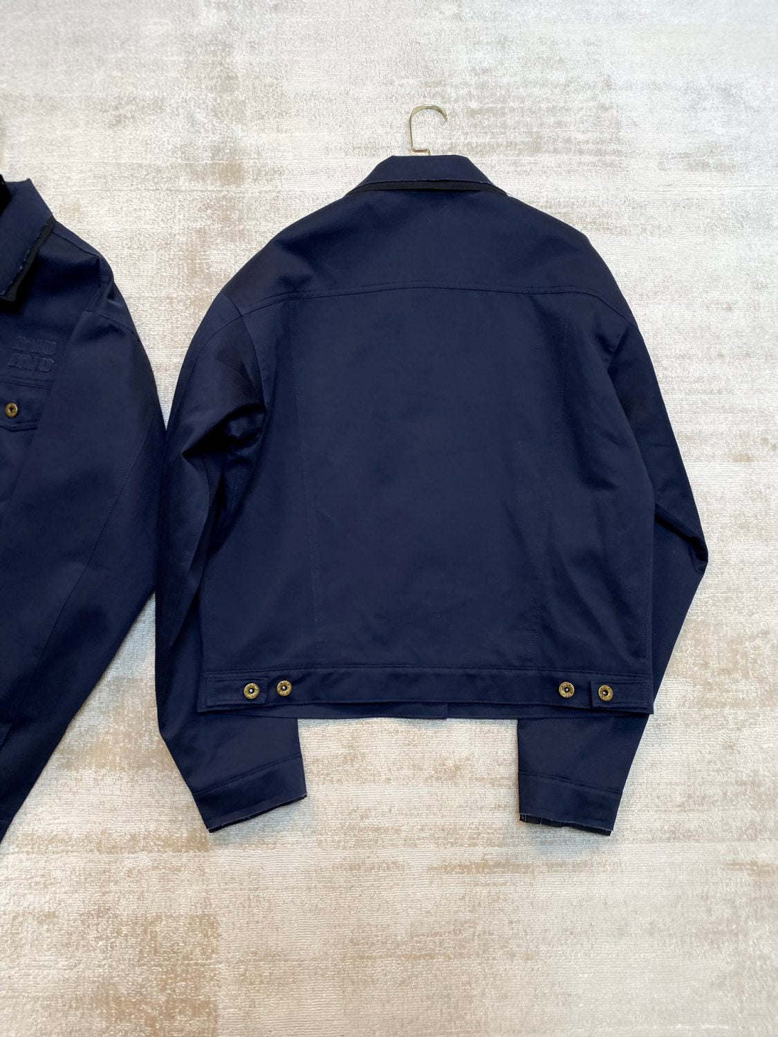 Women's Spring and Autumn Navy Blue Logo Embroidery Lapel Single Breasted Long Sleeve Jacket #72448