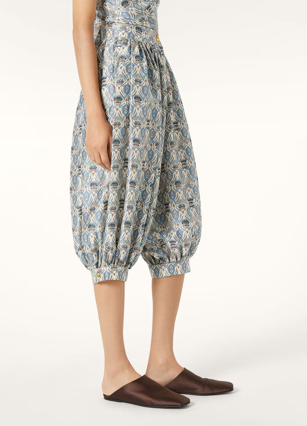 Women's Peter Pants Four Seasons Silk Printed High Waist Zipper Logo Solid Color Casual Lantern Pants Ngvp #1827