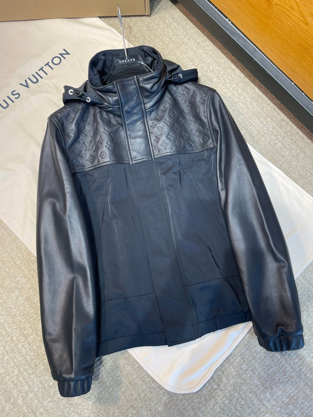 Men's LV 2026 New Collection Patchwork Leather Jacket Coat #82553A