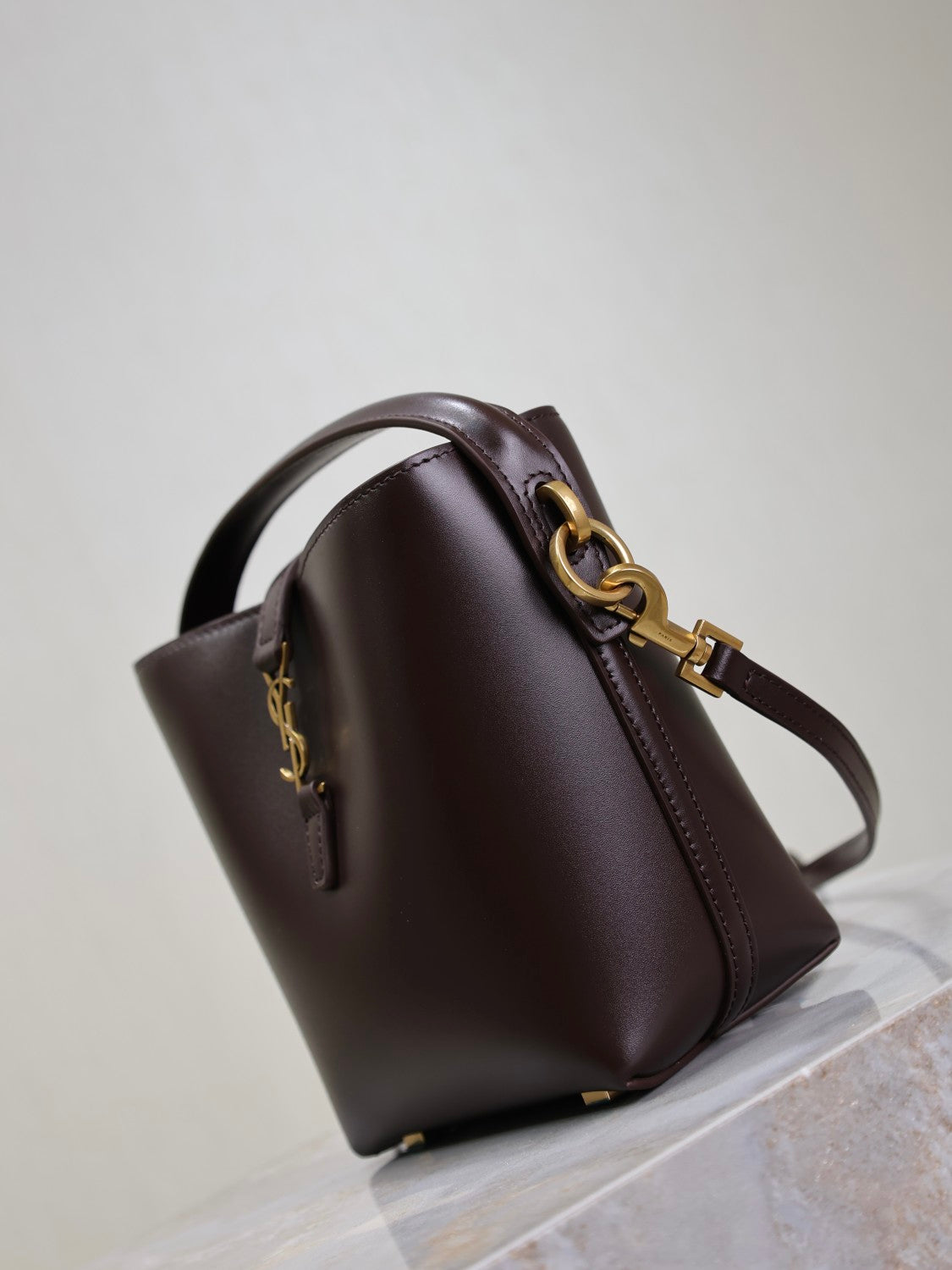 YS Women's LE 37 Logo Hook Buckle mini Small Glossy Solid Color Bucket Bag Suede Leather Handbags Casual Bags 7490362R20W9207 #81334