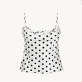 Realisation Par Women's Summer Polka Dot Printed White Round Neck Silk Vest Sleeveless Top Camisole Short Slimming Ngvp #1949