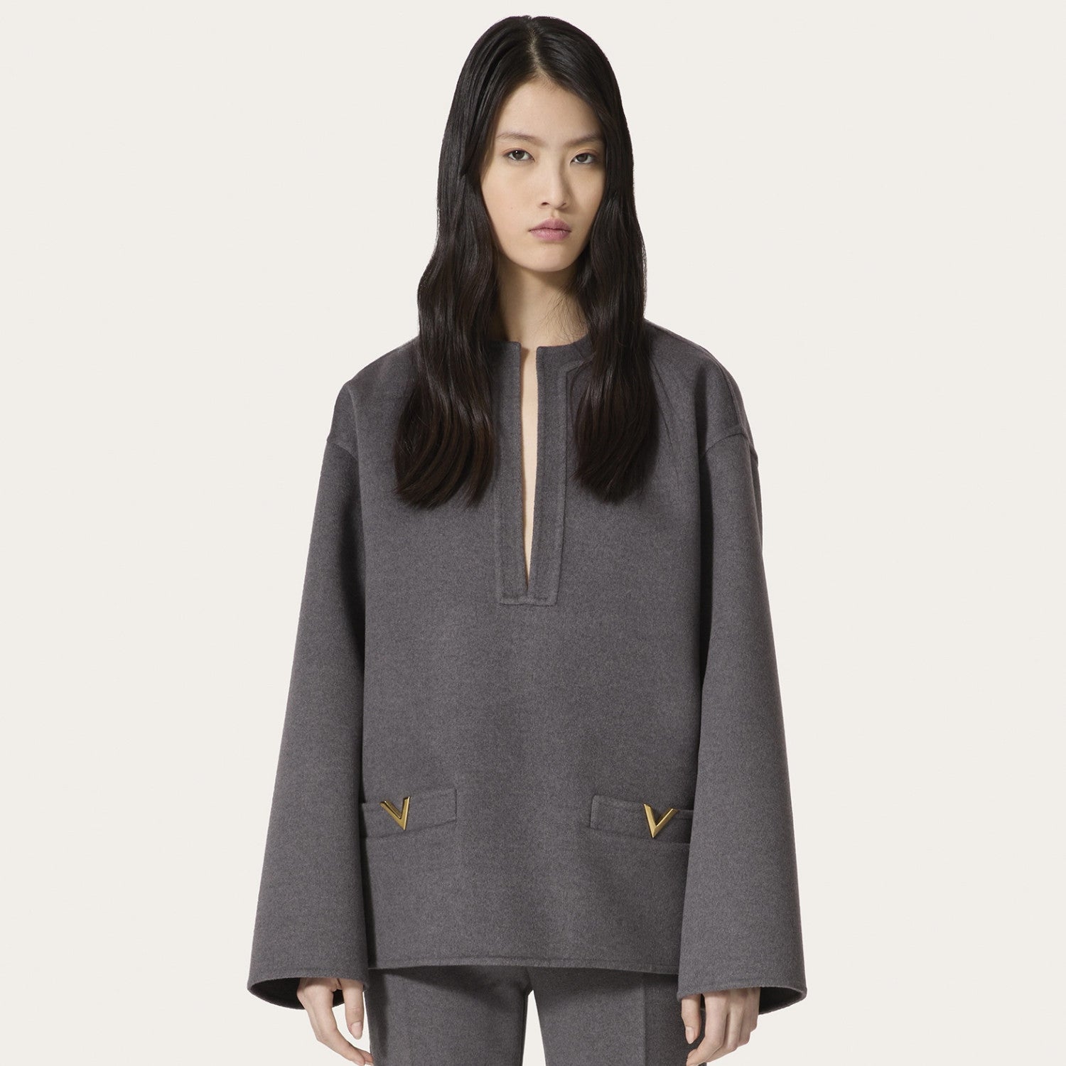Women's Spring. Autumn And Winter V-Neck Solid Color Wool Cashmere Long Sleeve Fitted Sweater Ngvp #9477