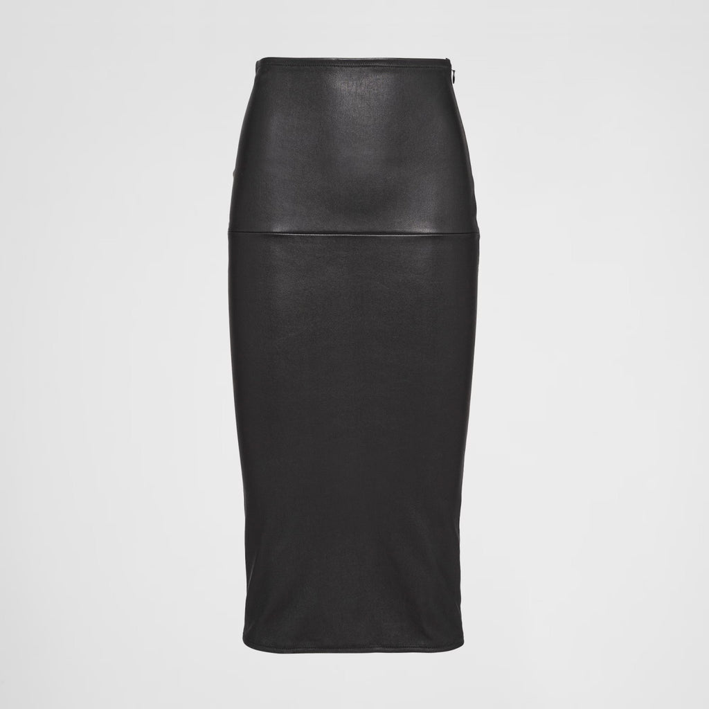 Women's Spring and Summer Black Triangle Label Logo Zipper Leather Jacket Vest Half-body Skirt Three Piece Set Suit #98553