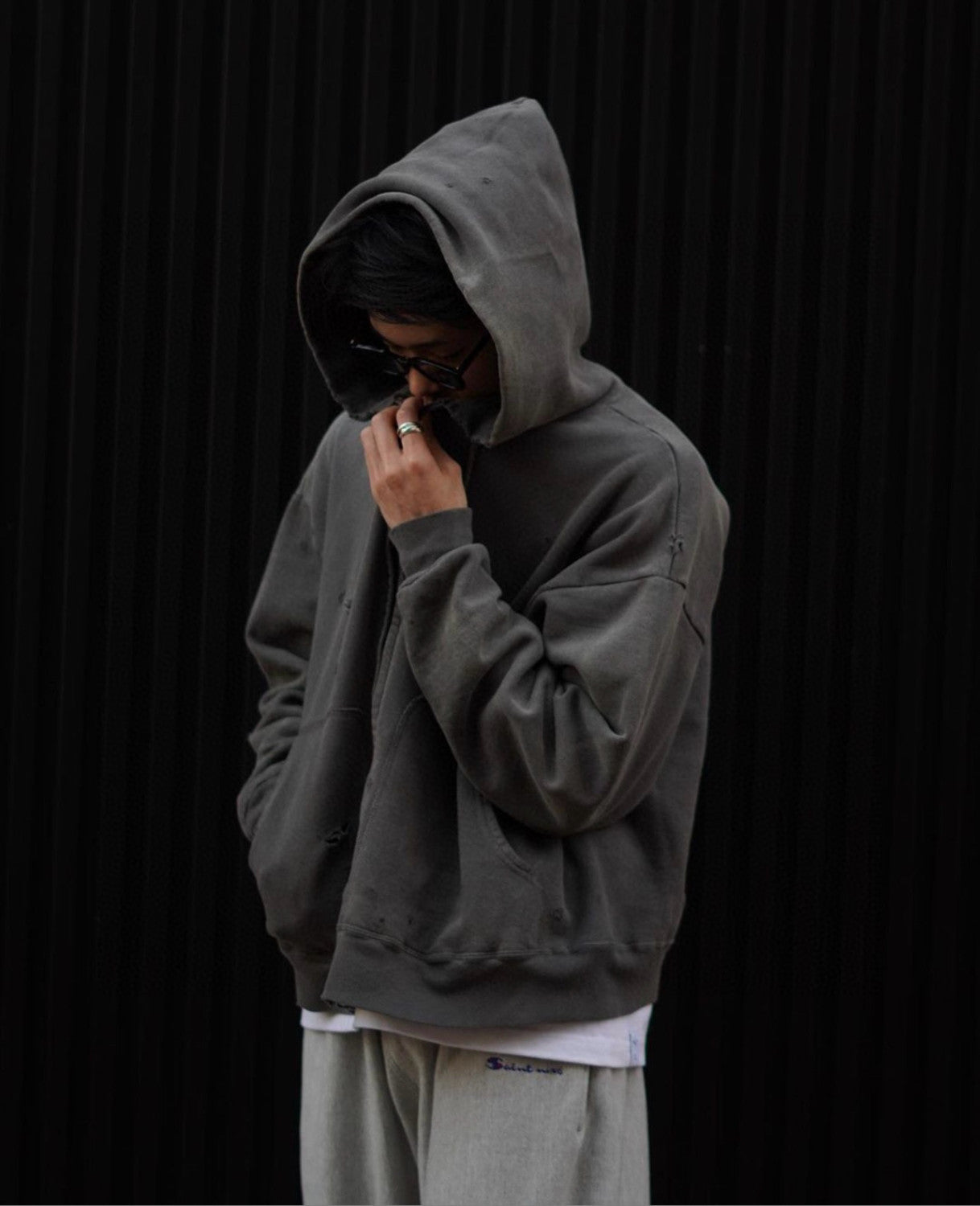 Men's Spring And Autumn Cotton Multi-Pocket Zipper Casual Long Sleeve Solid Color Destruction Washed Hooded Sweatshirt Ngvp #7942