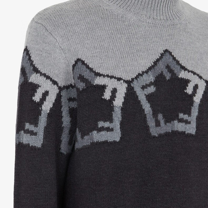 Men's Spring And Autumn Grey Loose High Neck Knit Pullover Jumper Sweater #97844