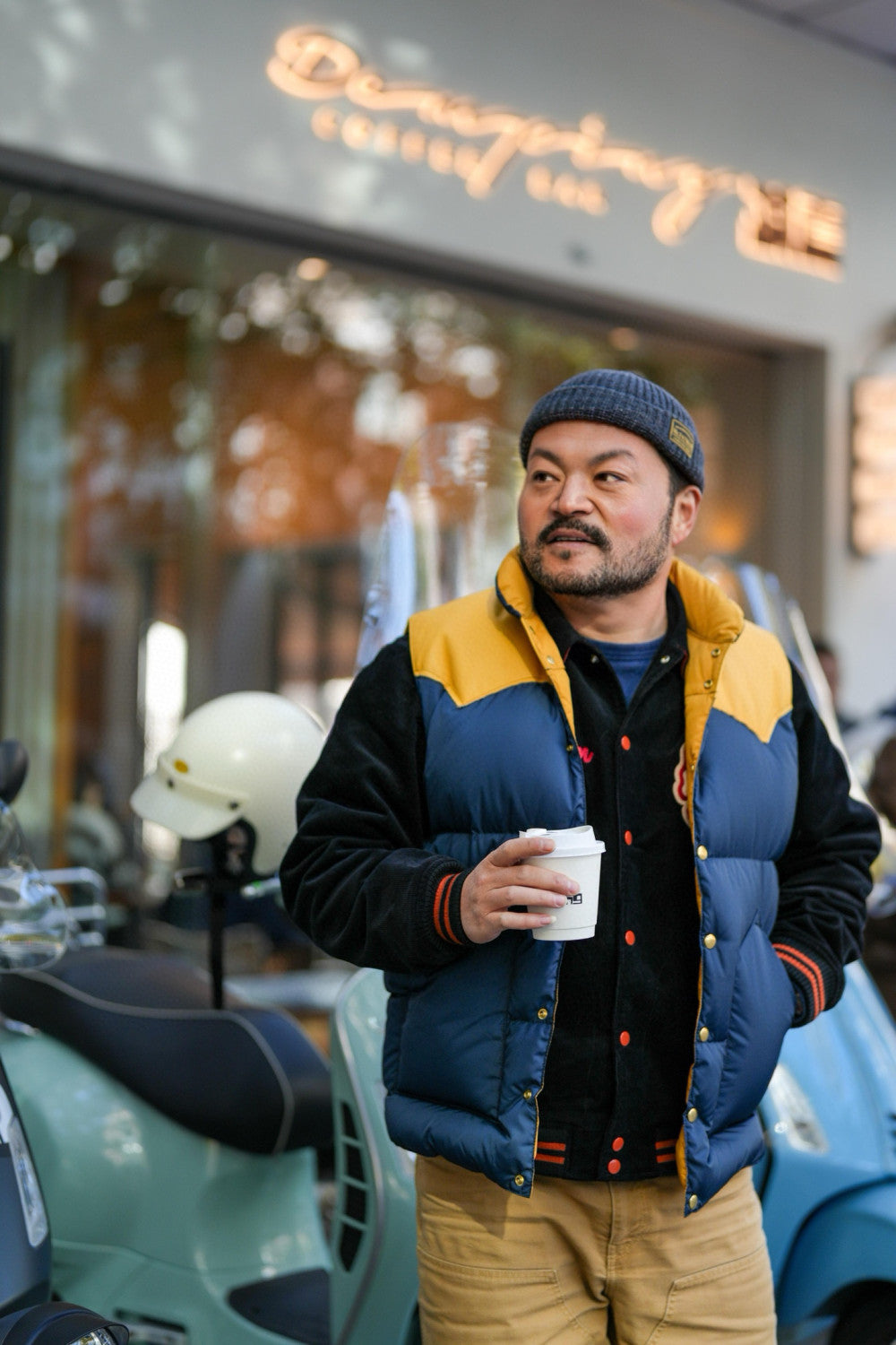 Rocky Mountain Featherbed Men's Fall/Winter Patchwork Leather Stand-Up Collar Single-Button Vest Solid Color Sleeveless Down Vest Ngvp #2513