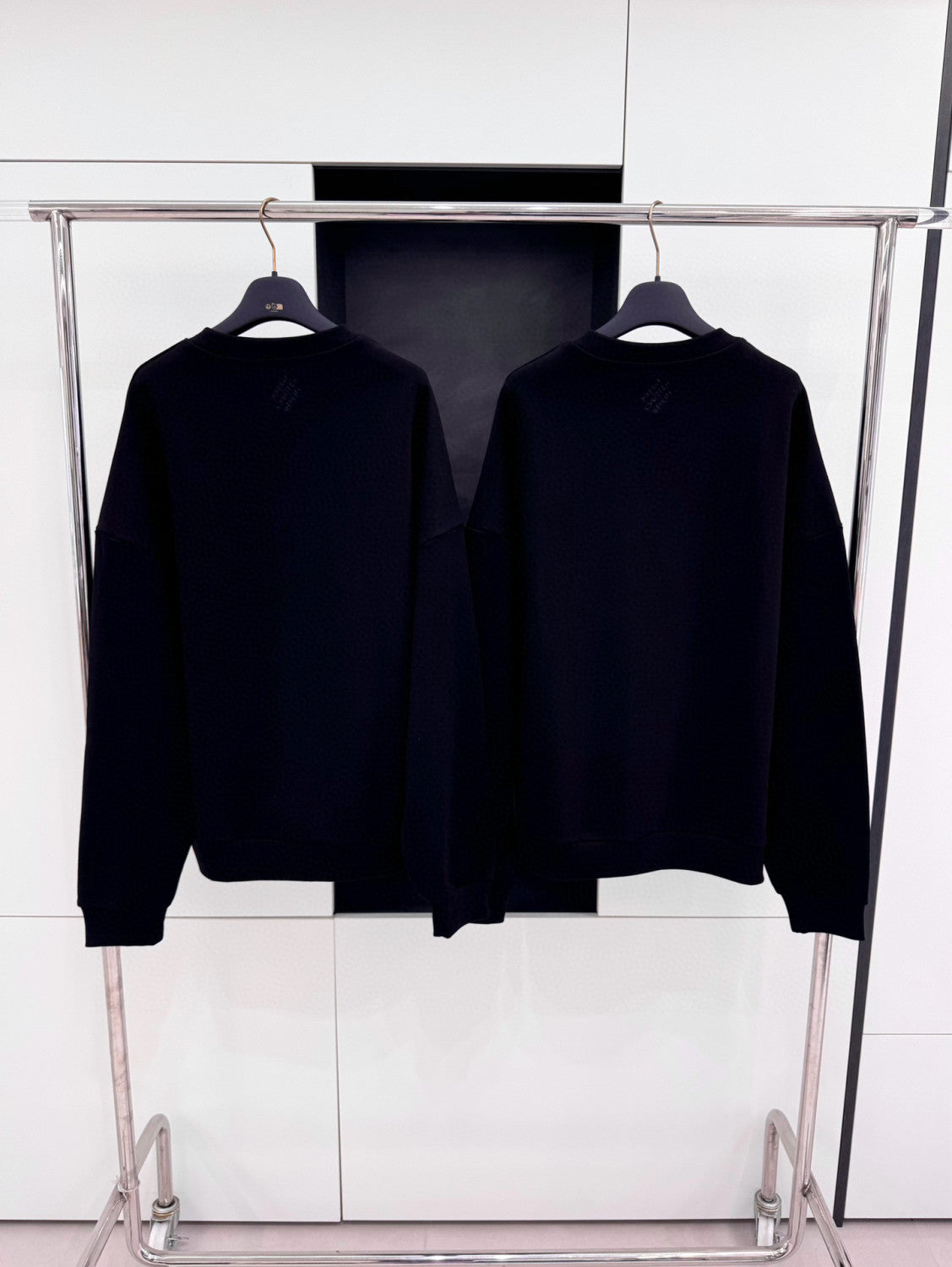 Men's Autumn Winter Black Round Neck Cotton Long Sleeve Sweatshirt Pullover #72242