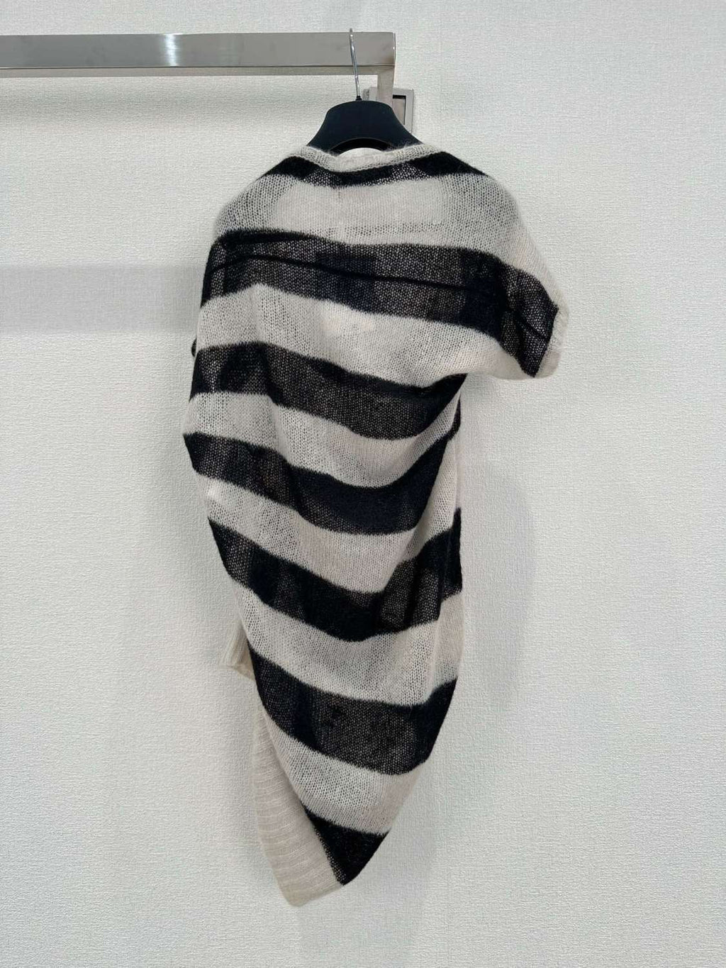 Women's Summer Striped Asymmetric Cashmere Loose Short Sleeve Sweater T-Shirt #72549