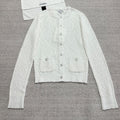 Women's Spring/Autumn Cotton Round Neck Single Button Plain Pocket Long Sleeve Knitted Cardigan Ngvp #2283
