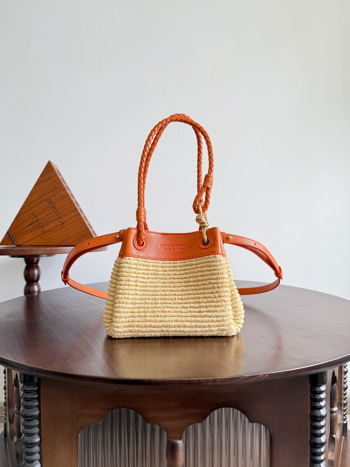 BV Small Parachute Women's Adjustable Detachable Shoulder Strap Raffia And Leather Shoulder Bag Handbag Bags #77633