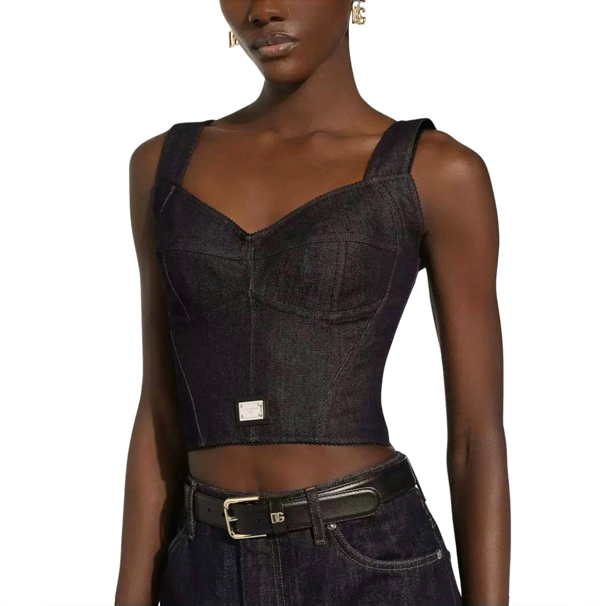 Women's Solid Colour Vest Washed Denim Bra Style Suspender Jacket Lined Leopard Printed #76862