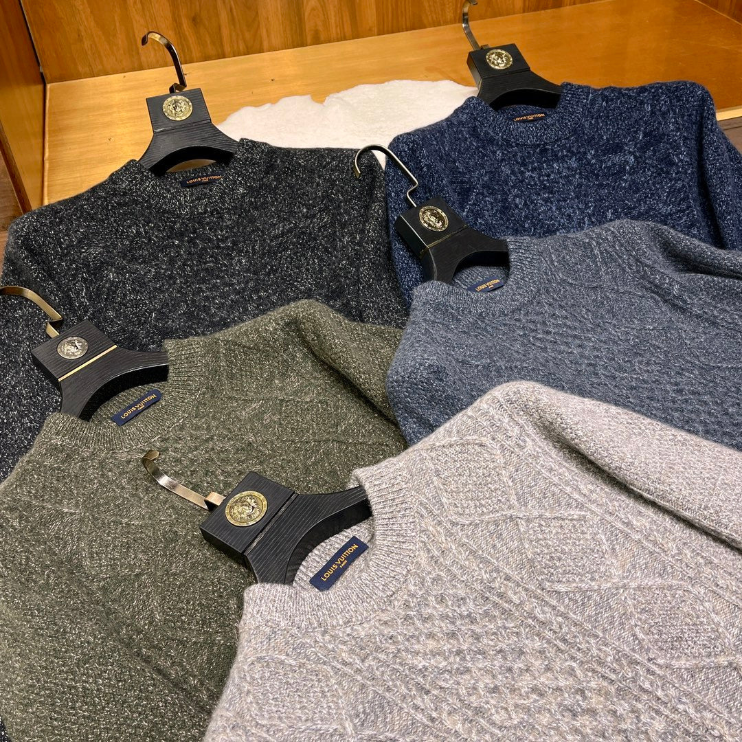 Men's Autumn And Winter Cashmere Round Neck Fit Solid Color Long Sleeve Sweater Ngvp #9655