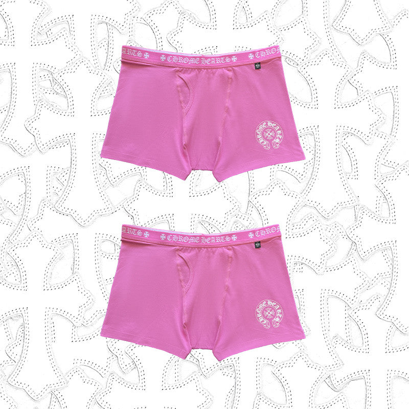 Men's And Women's Pure Color Sanskrit Print Cotton High Elasticity Boxer Briefs Underwear #77394