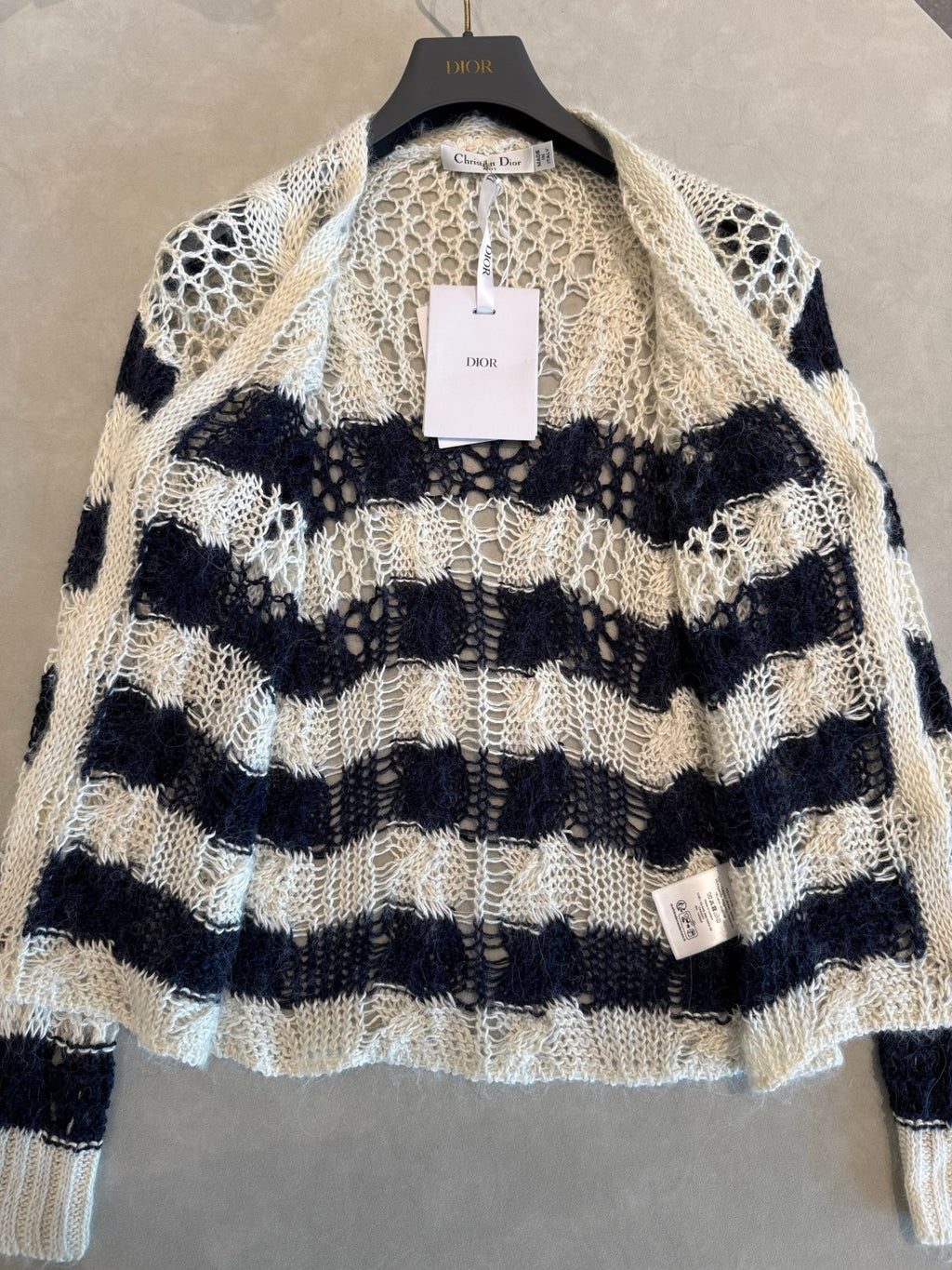 Women's Detachable Collar Mohair Striped Spring/Fall Long-Sleeve Knit Sweater Marini¨¨re Cardigan Ngvp #2373