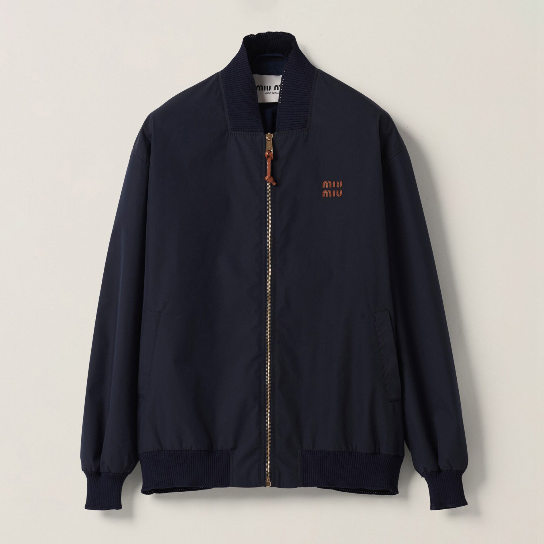 Women's Spring and Autumn Navy Blue Logo Letter Applique Zipper Pilot Jacket #72454