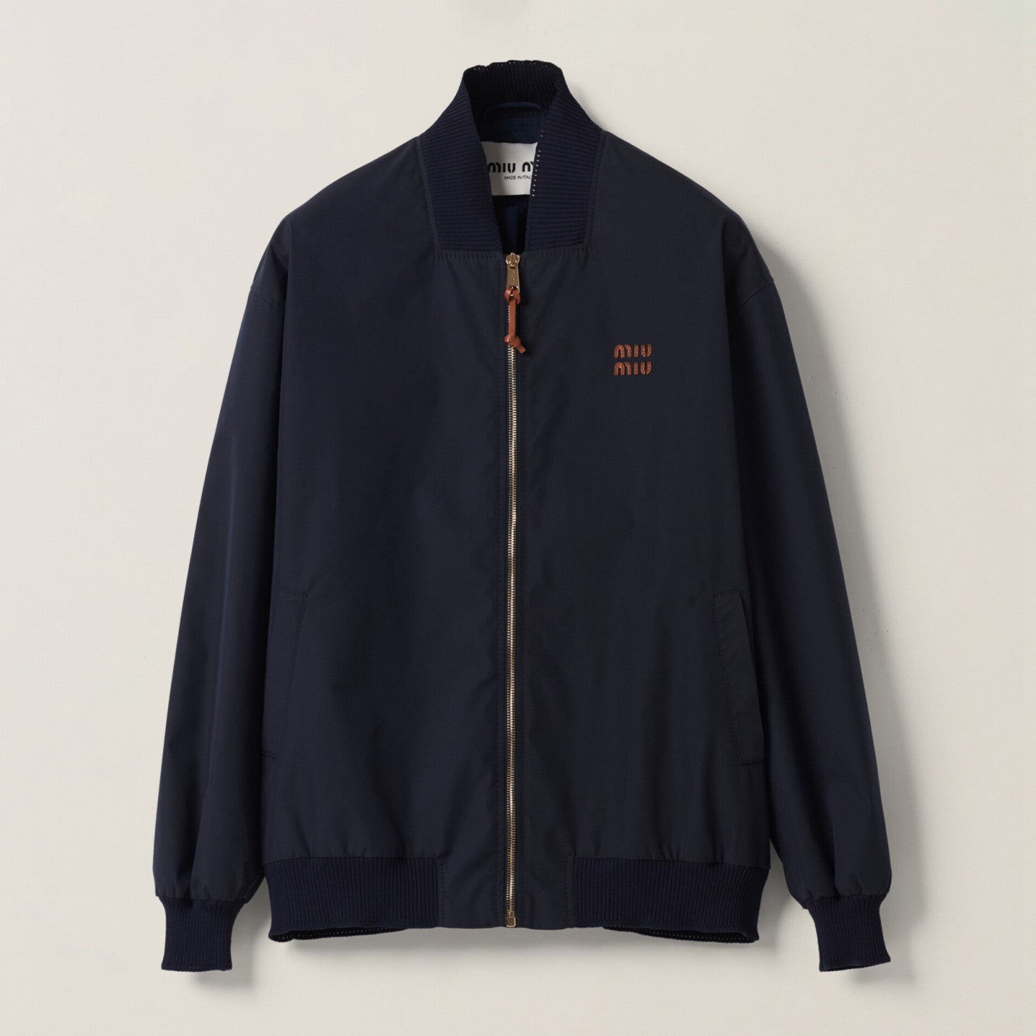 Women's Spring and Autumn Navy Blue Logo Letter Applique Zipper Pilot Jacket #72454