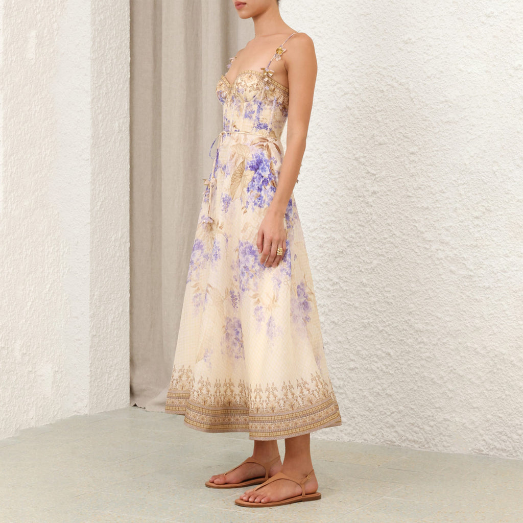 Dawning Picnic Dress Women's Spring And Summer Silk Linen Mid-length Dress Heart-shaped Neckline Spaghetti Straps Large Hem Dress Fashionable Temperament Elegant Luxury Dresses #81131