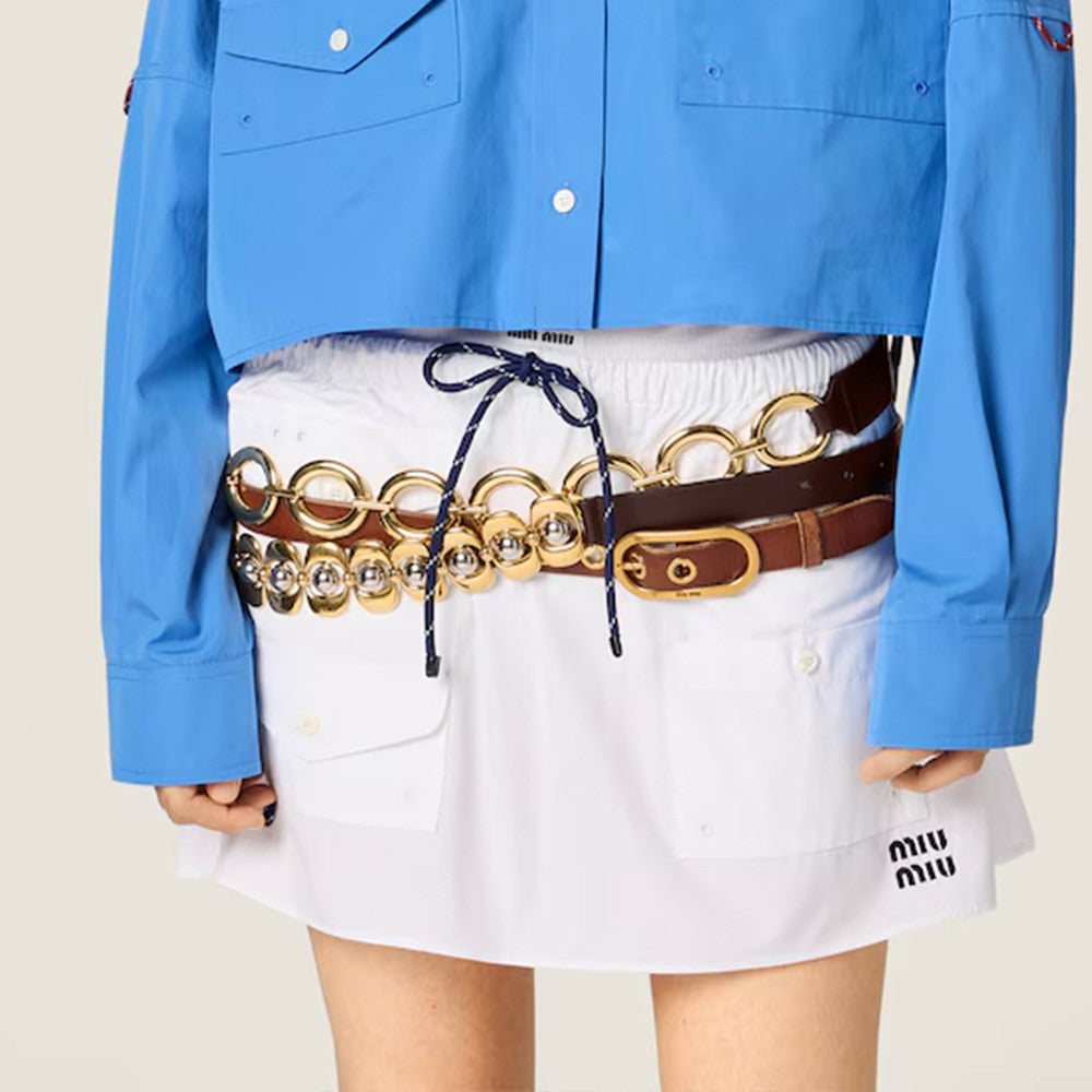 Poplin Mini Skirt White Workwear Shorts Drawstring Women's Casual Fashion Shorts #194495