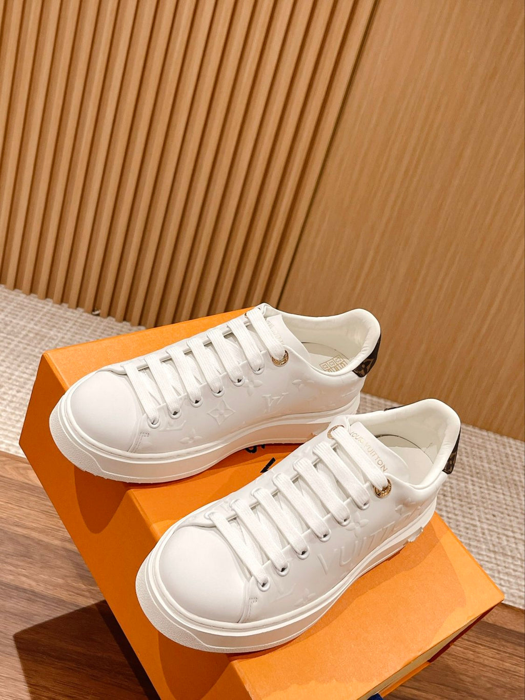 Time Out Women's Solid Color Letter Print Leather Low-Top Lace-Up Casual Shoes #77748