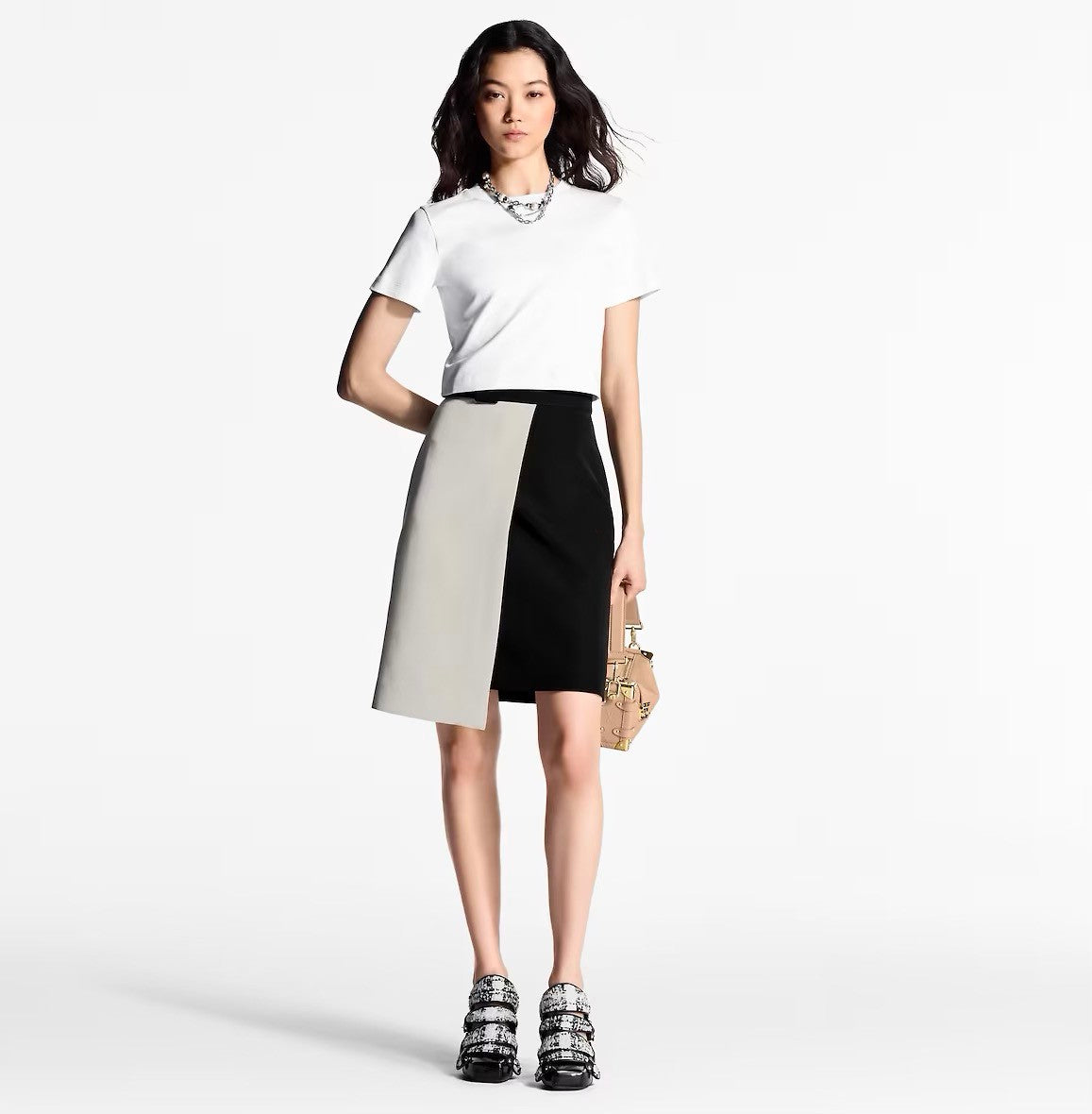 Women's Spring And Summer Airbrush Effect Short Top Modern Lv Chain Cotton Round Neck Fashion Casual T-Shirt #75994