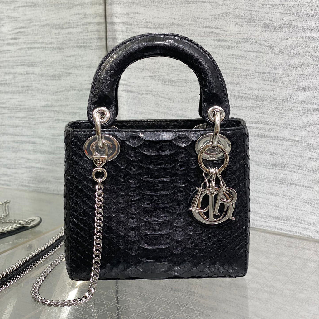 CD Lady Women's Solid Color Metal Pendant Detachable Chain Shoulder Strap Snake Skin Single Shoulder Crossbody Handbag Bag Bags #77722