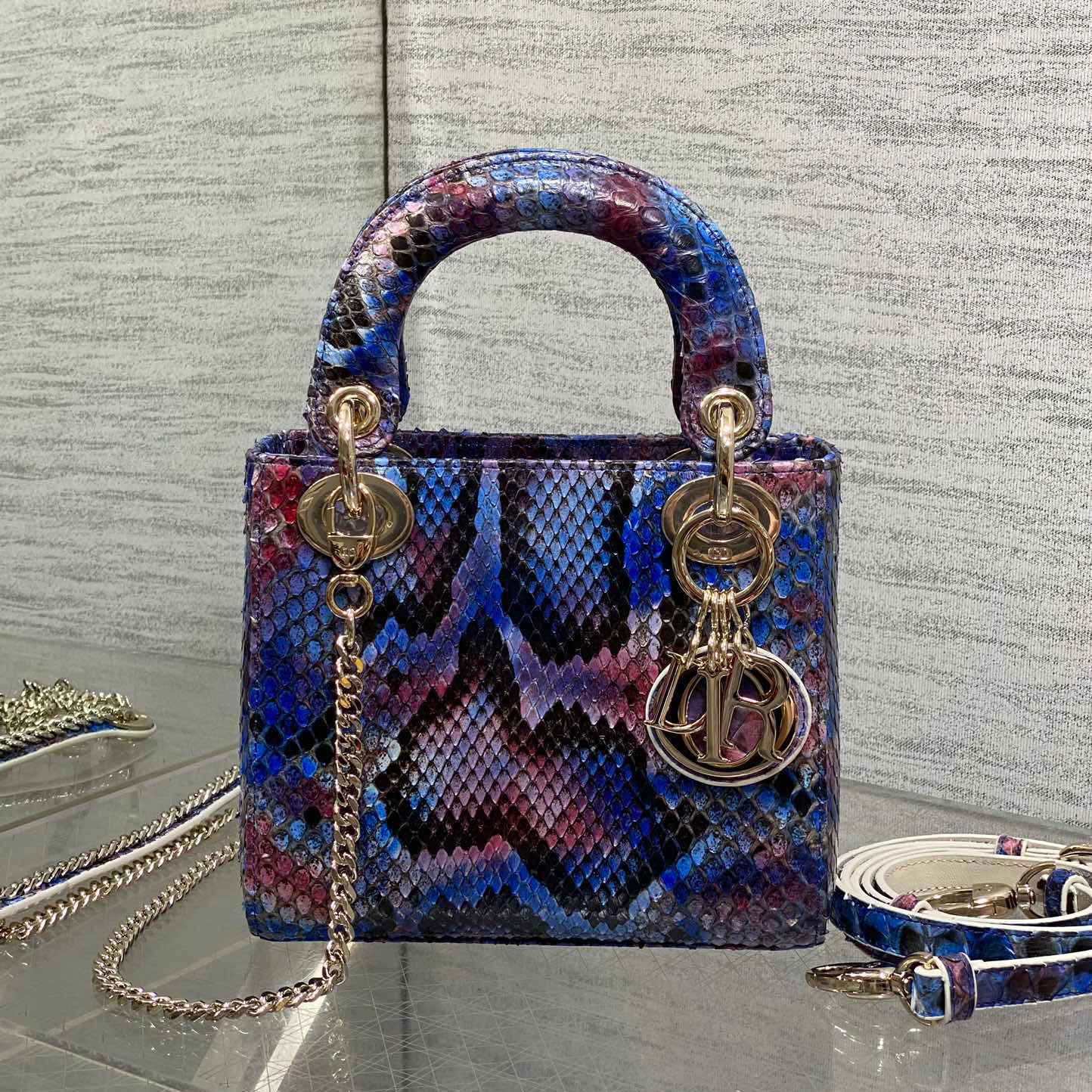 CD Lady Women's Solid Color Metal Pendant Detachable Chain Shoulder Strap Snake Skin Single Shoulder Crossbody Handbag Bag Bags #77722