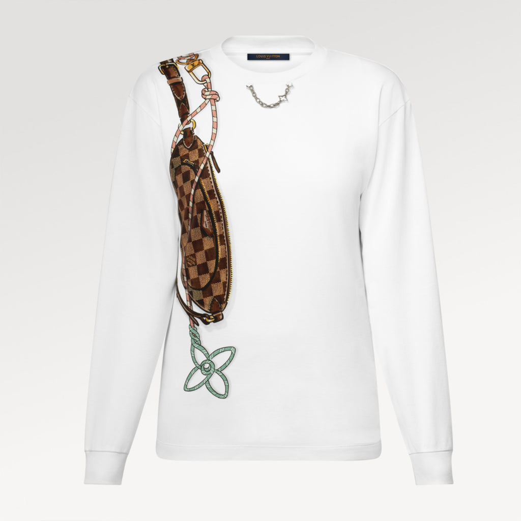 Women's White 100% Cotton Keepit Waist Bag Monogram Pattern Fall/Winter New Arrival Crewneck Pullover Sweatshirt 1AIOXU #194315