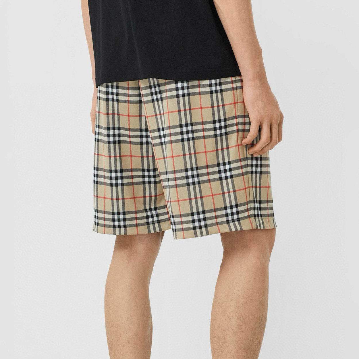 Men's Summer Colour Block Check Full Print Mid Waist Elasticated Shorts Pants #99212