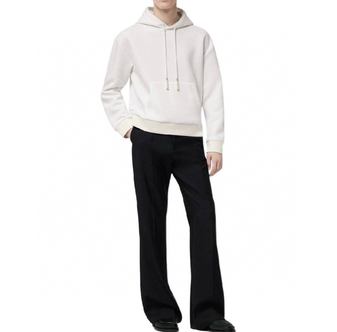 Men's Spring and Autumn White Logo Letter Embroidery Long Sleeve Hooded Sweatshirt Pullover #98778