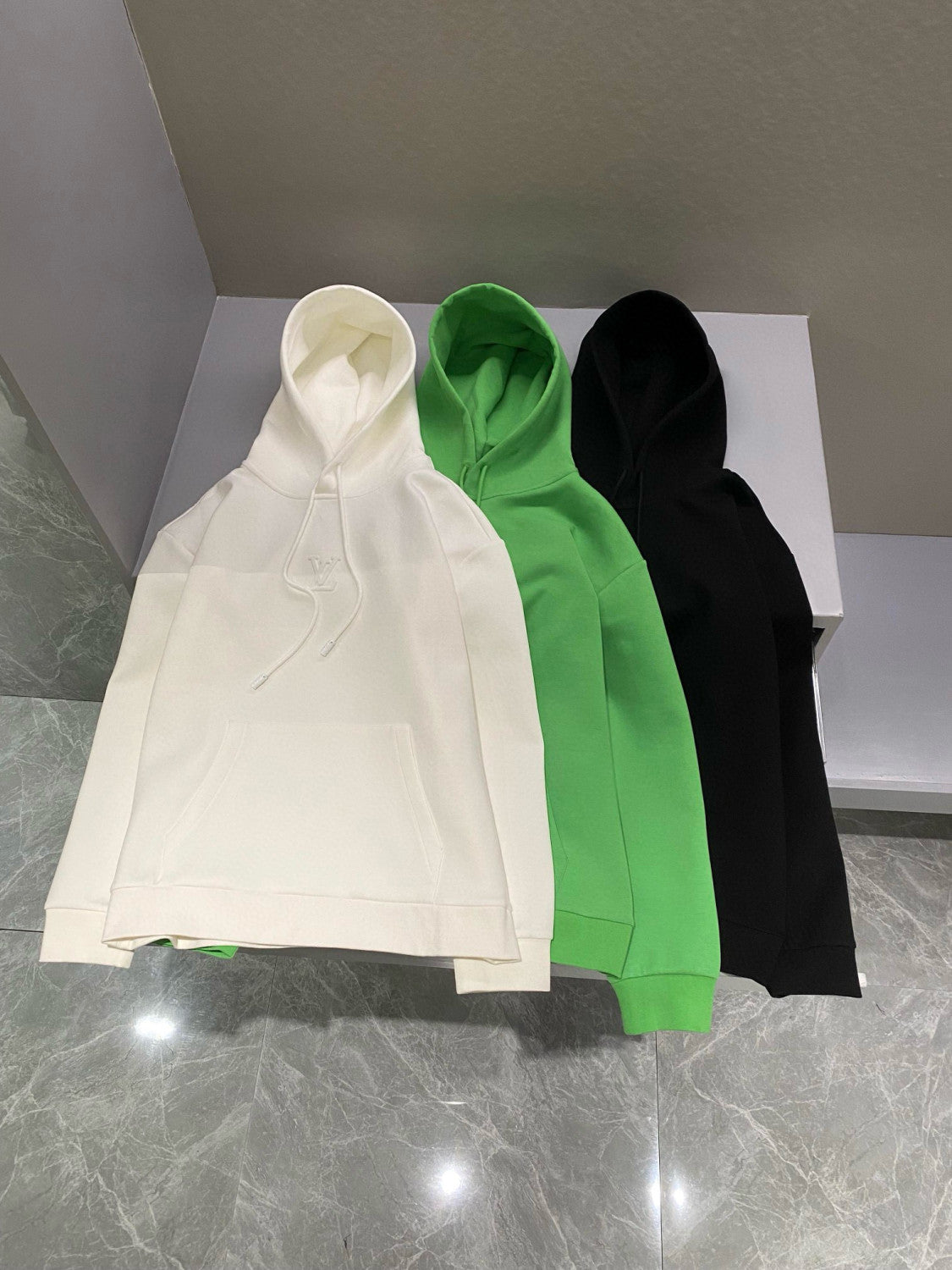 Men's Embossed Logo Sport Casual Plain Knit Cotton Hooded Sweatshirt Pullover #97947