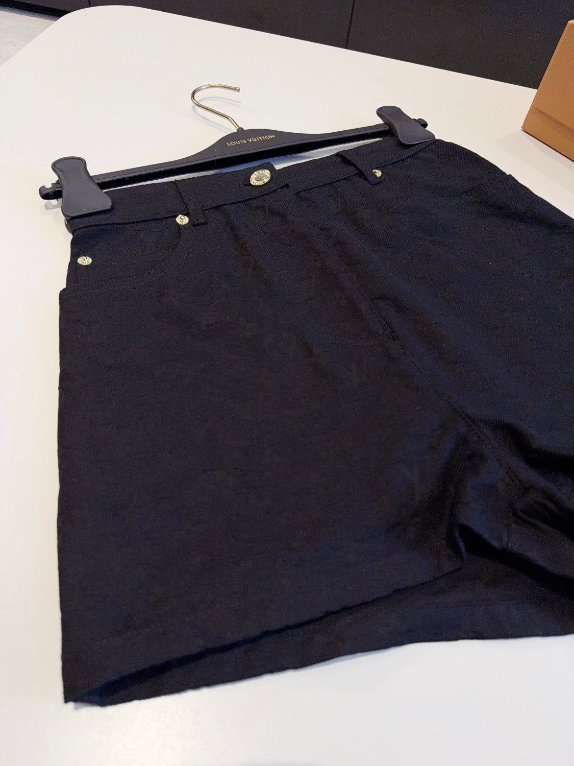 Women's Summer Solid Color Alphabet All Over Printed Hidden Zipper Closure Denim Shorts #75479