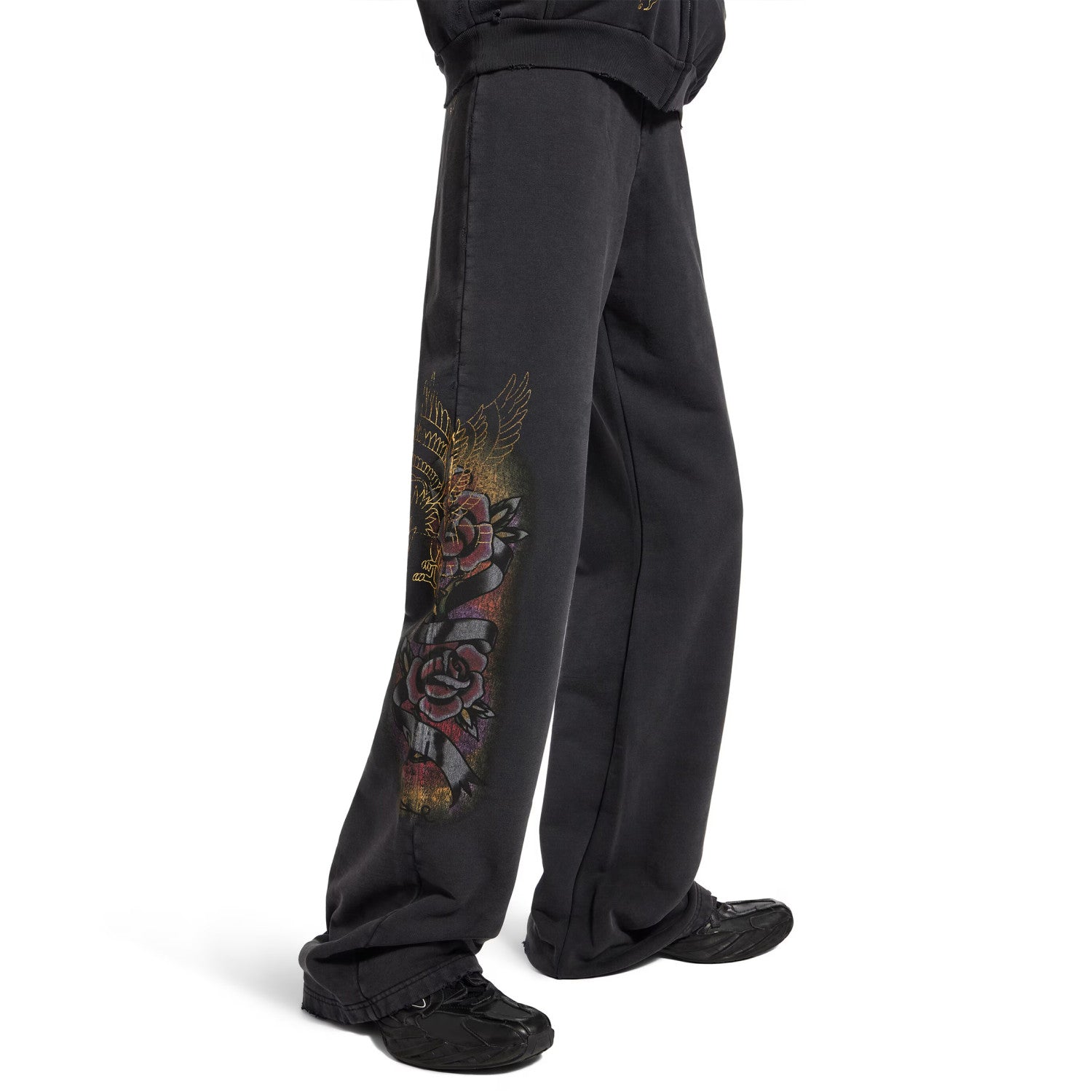 Women's Tacky Flared Sweatpants In Black Faded Spring And Summer Fashion Casual Straight Leg Wide Leg Pants Loose Sports Sweatpants Ngvp #1276