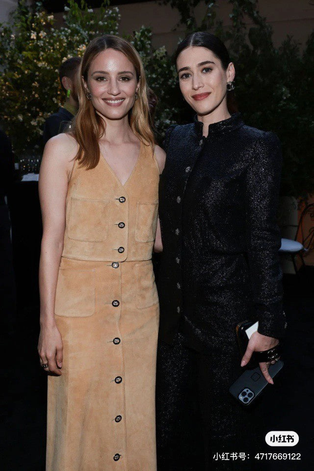 Women's Spring. Autumn And Winter Single-Breasted Short Long-Sleeved Solid Color Fitted Cowhide Leather Jacket Casual V-Neck Sleeveless Vest Medium-Length Leather Long Skirt Suit Set Ngvp #9321