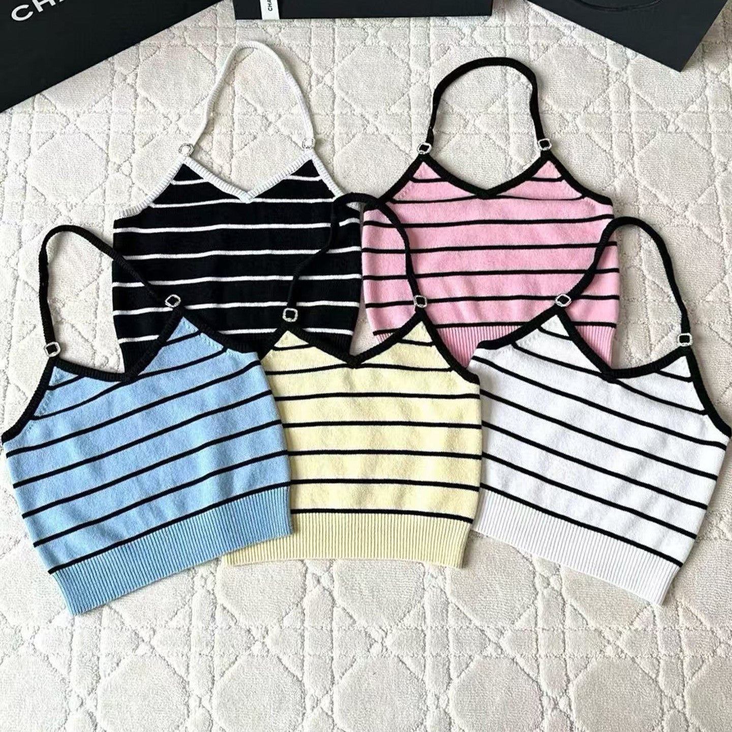 Women's Summer Striped Sleeveless Solid Color Wool Camisole Top Vest Ngvp #1353